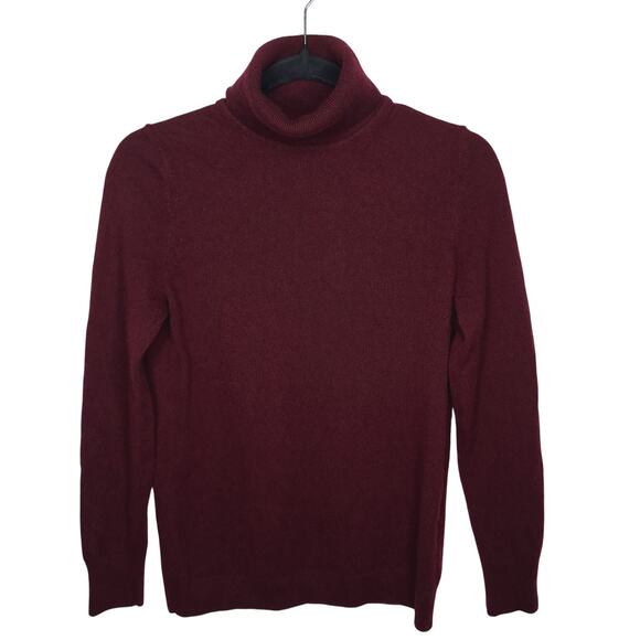Talbots 100% Pure Cashmere Turtleneck Sweater MP Medium Petite Burgundy Fitted - Picture 1 of 11